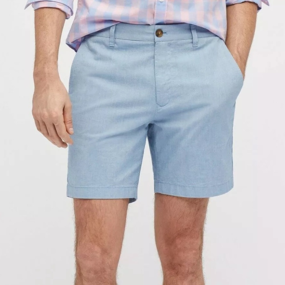 Oxford Men's Chambray Blue Henry Chino Shorts NWT $129 32 Cotton New